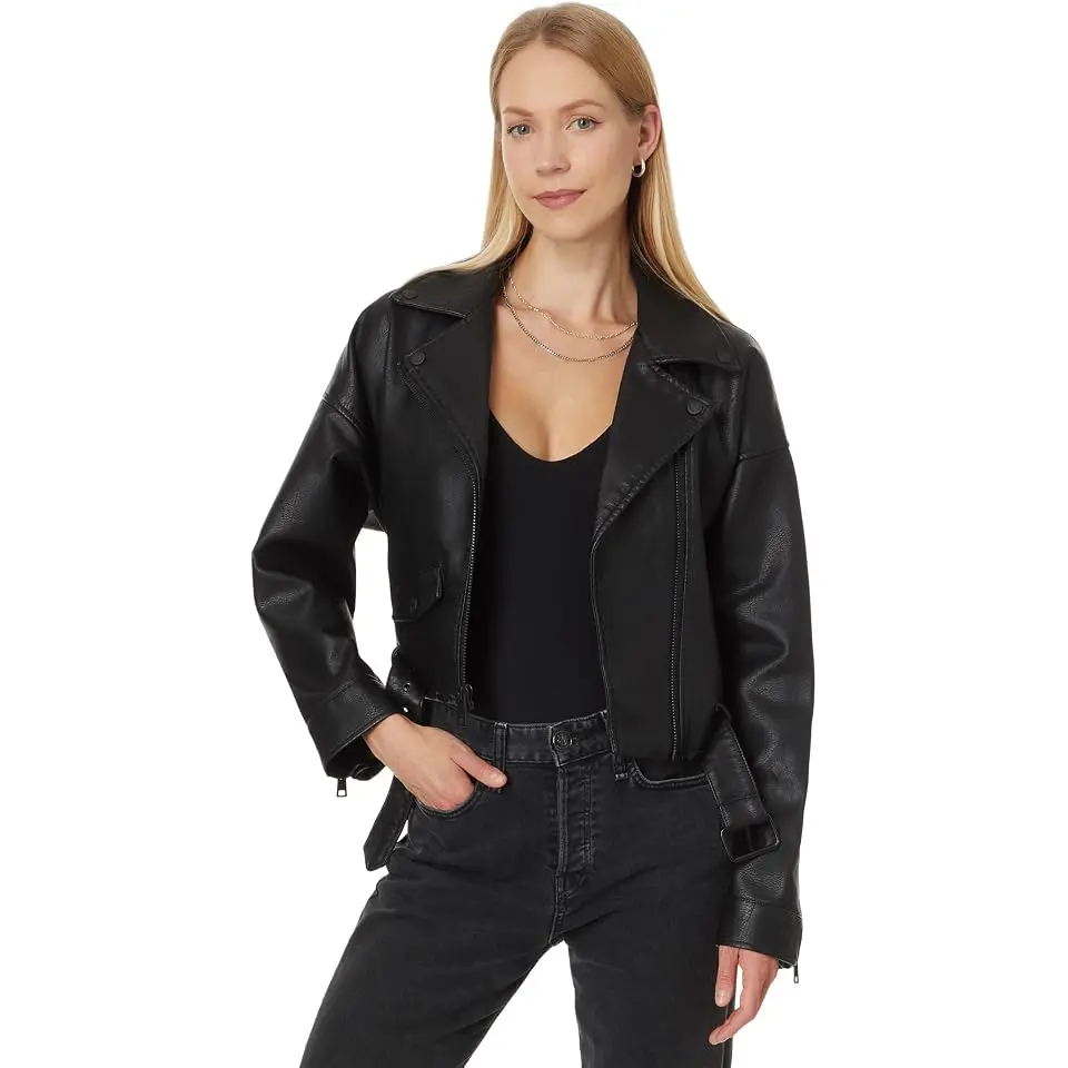 Relaxed Crop Faux Leather Moto Jacket