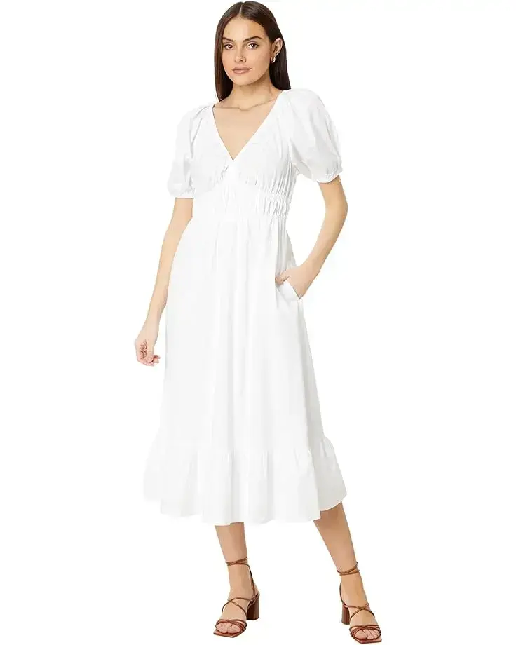 Women's Vineyard Vines Poplin V-Neck Midi Dress