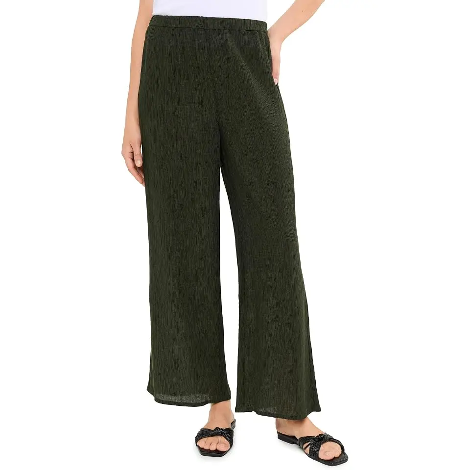 Woven Plisse Wide Ankle Pant