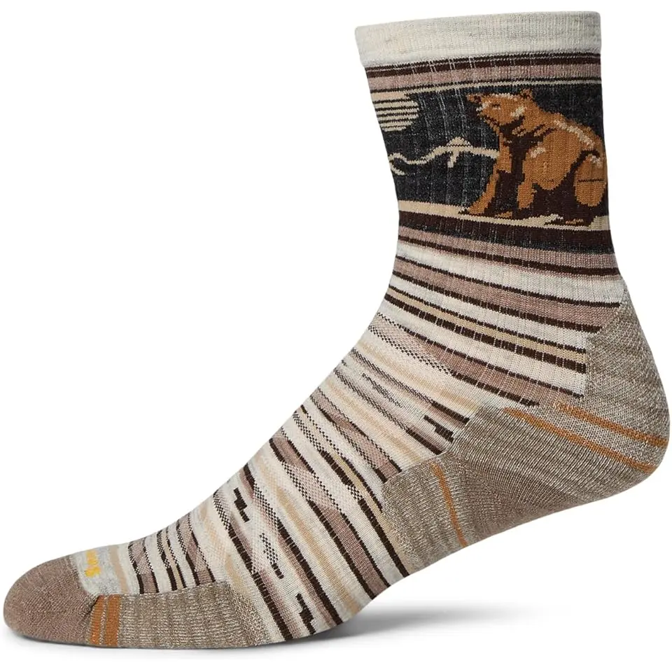 Hike Targeted Cushion Bear Stripe Mid Crew Socks