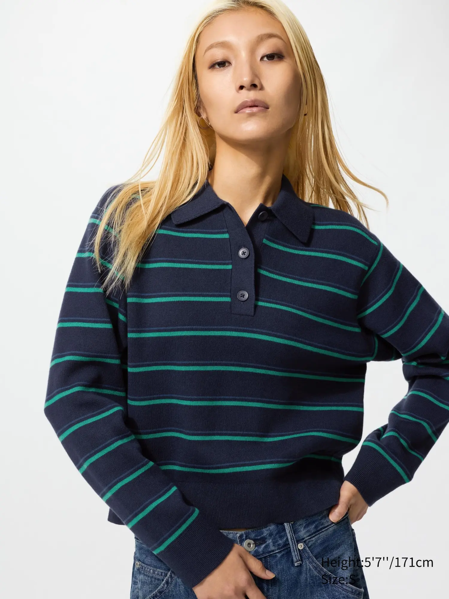 Smooth Cotton Polo Sweater | Striped