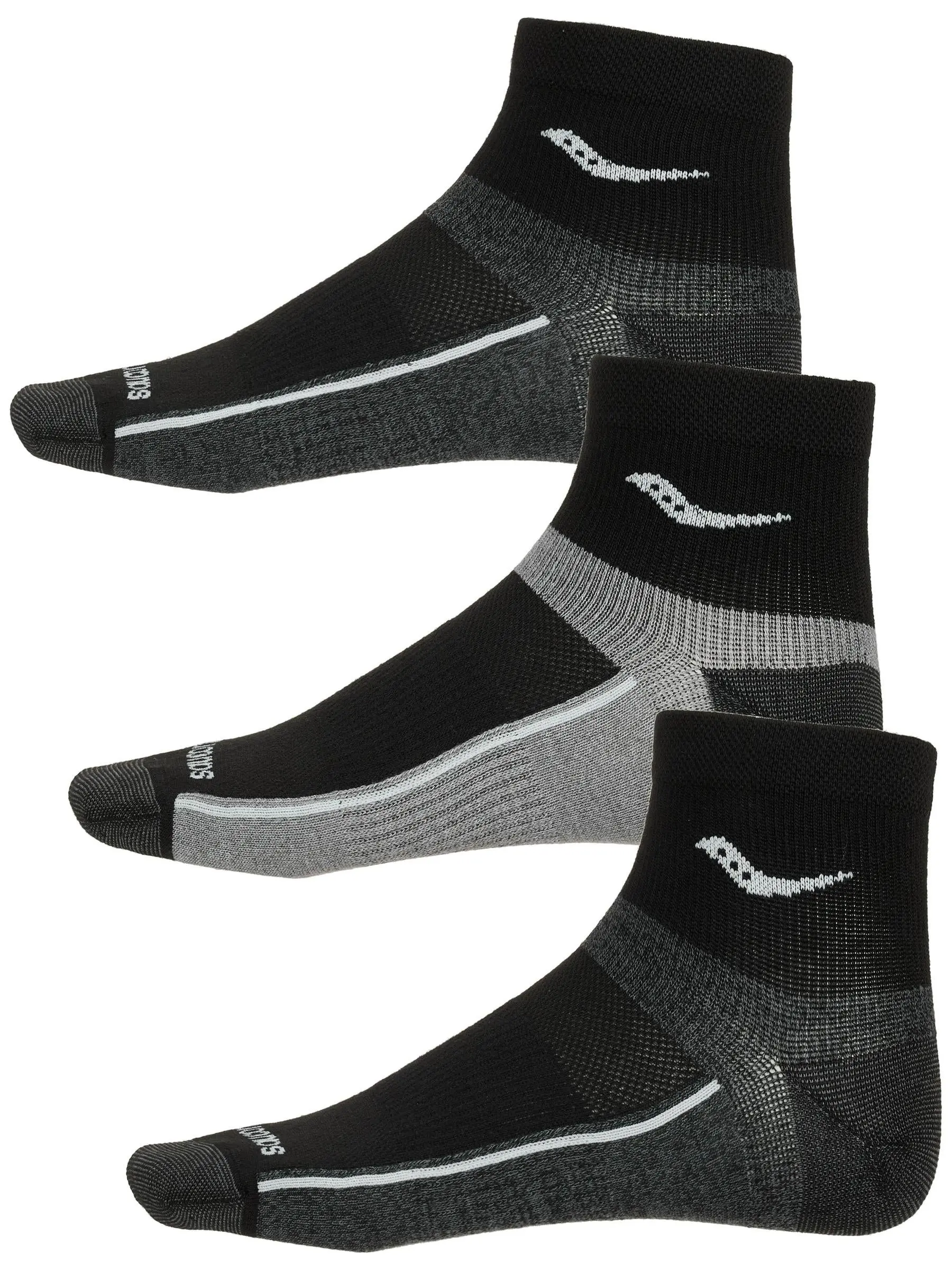 Saucony Inferno Ultralight Quarter Socks 3-Pack Black