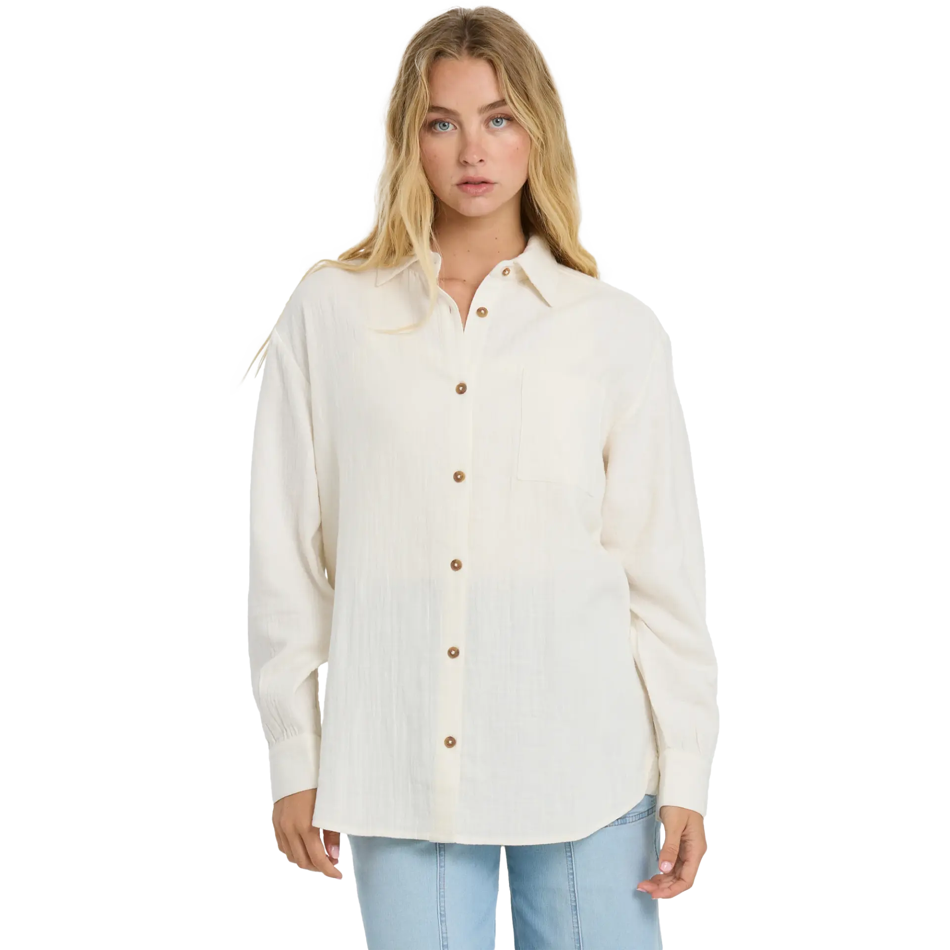 Women's Wanderer Solid Long Sleeve Woven Top