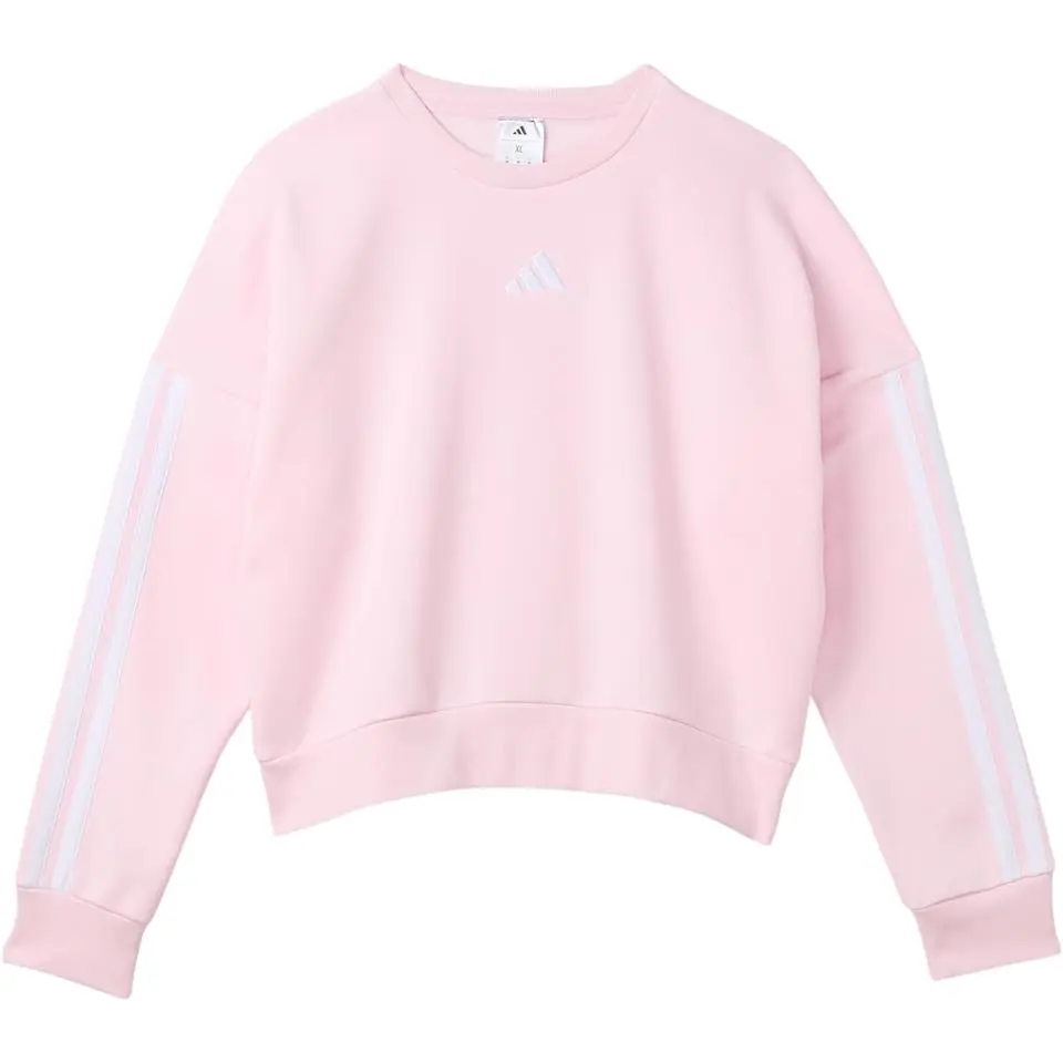 3-Stripes Crew Neck Heather Fleece Pullover (Big Kid)