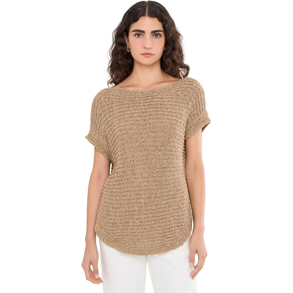 Rib-Knit Short Sleeve Sweater