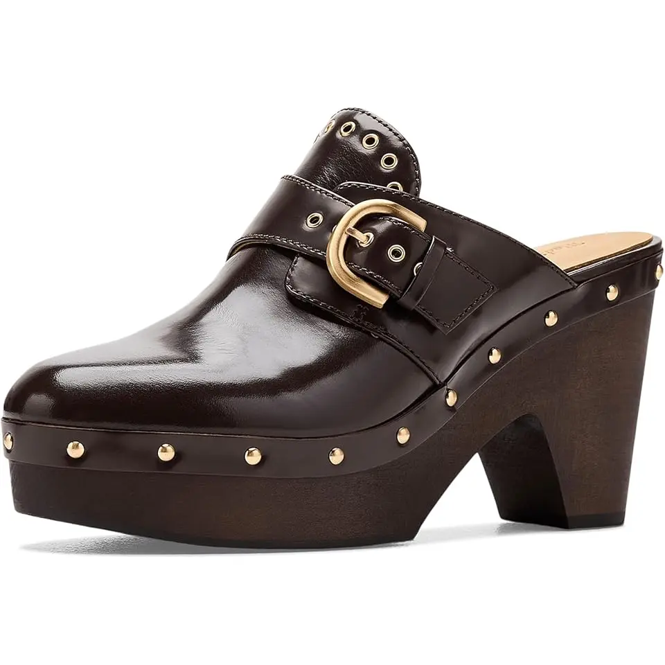 The Wes Buckle-Strap Clog in Leather