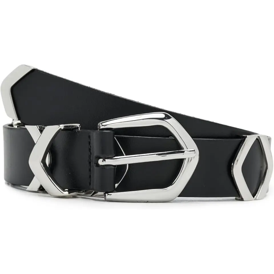 Angular Buckle Belt in Suede