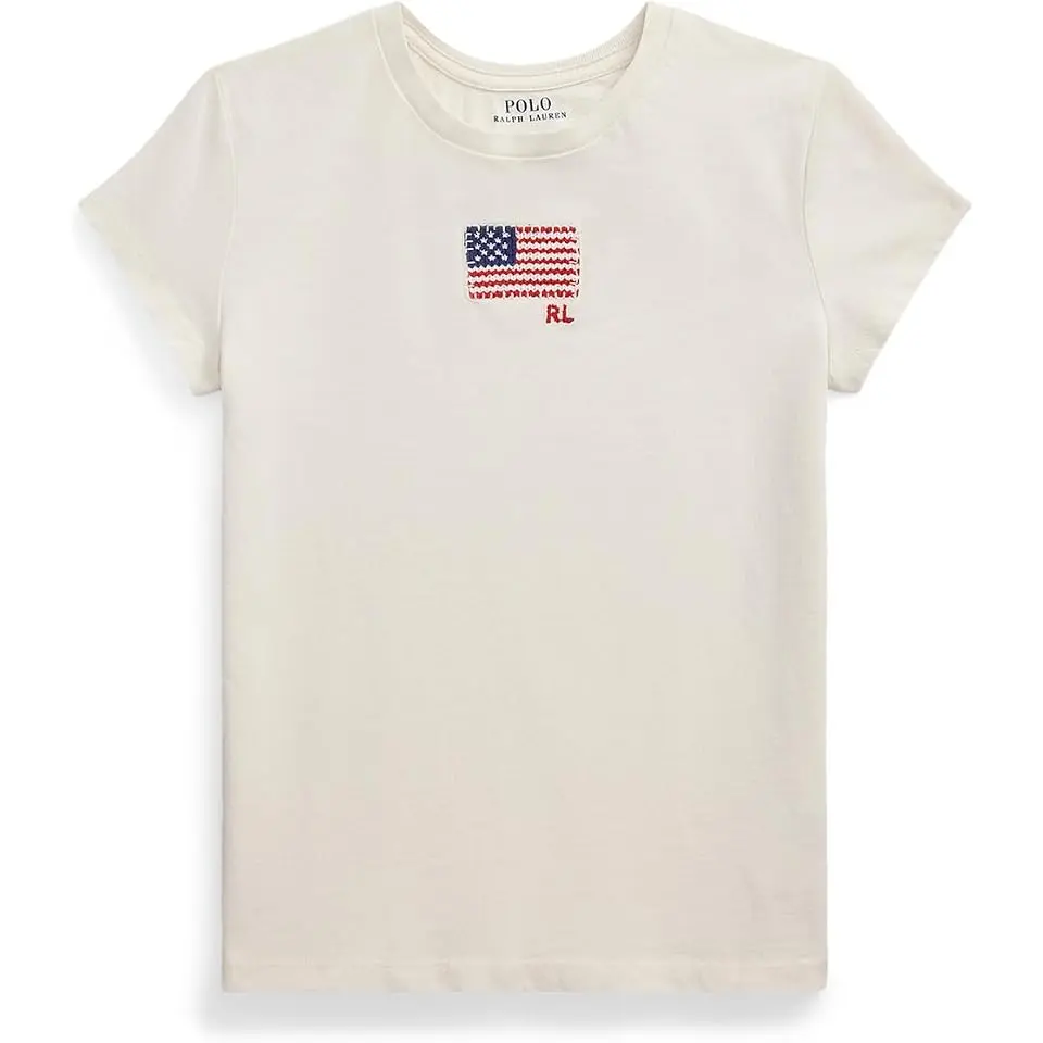 Flag-appliqué Cotton Jersey Tee (Big Kid)