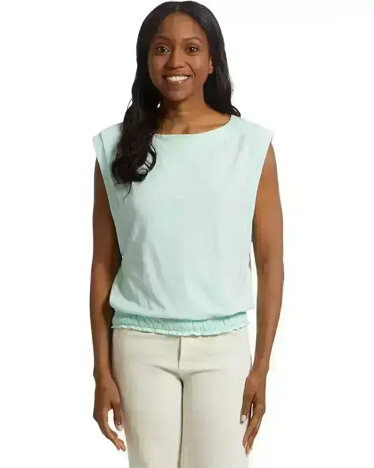 Elastic Hem Boatneck Top