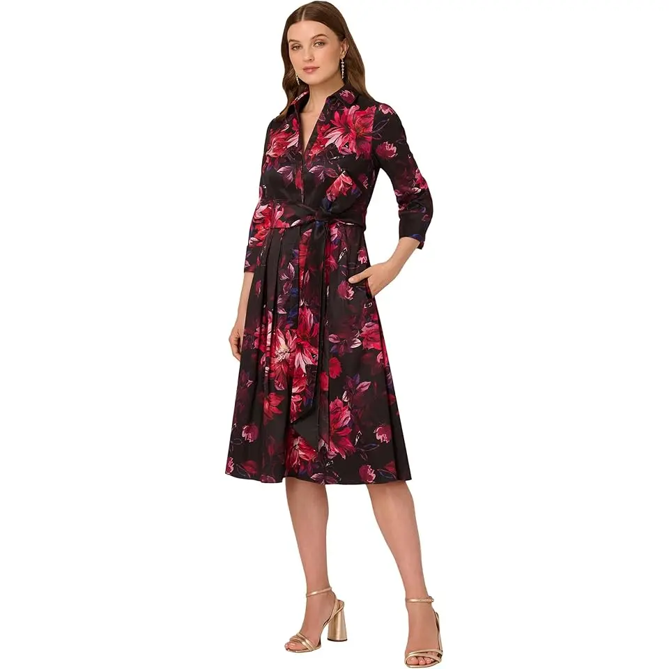 Printed Taffeta Shirt Dress
