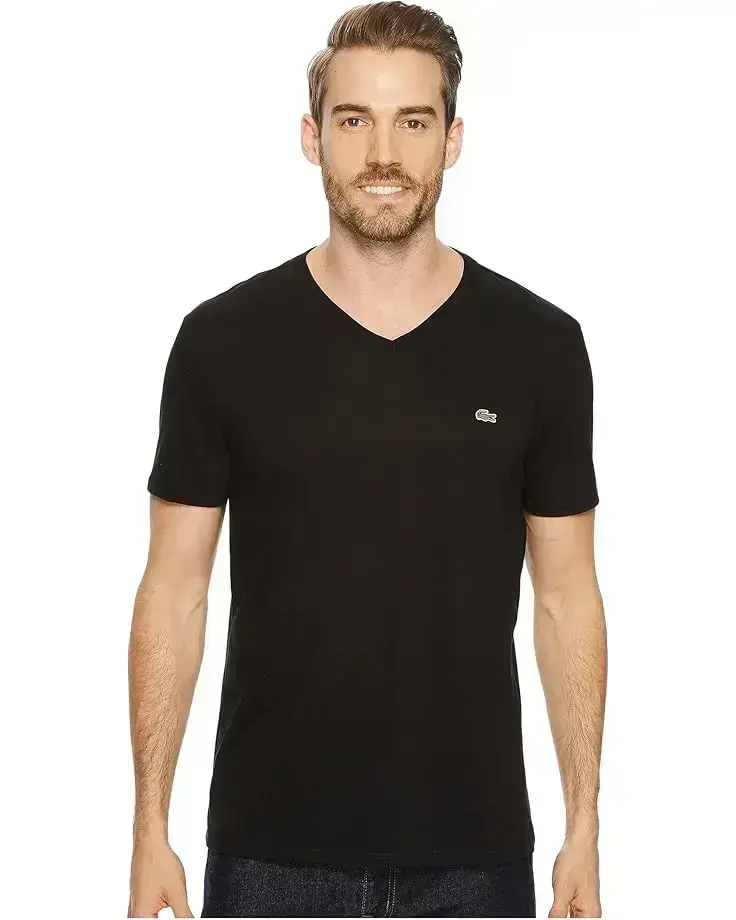 Men's Lacoste Short Sleeve V-Neck Pima Jersey Tee