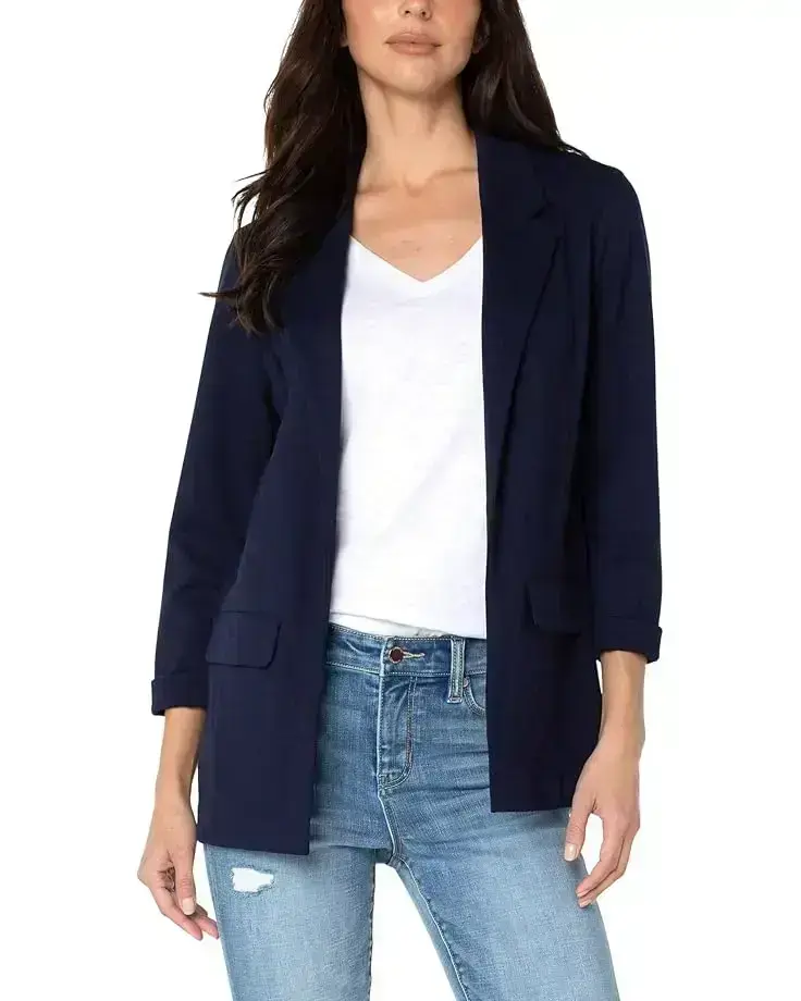 Women's Liverpool Los Angeles Petite Boyfriend Blazer with Princess Darts Super Stretch Ponte