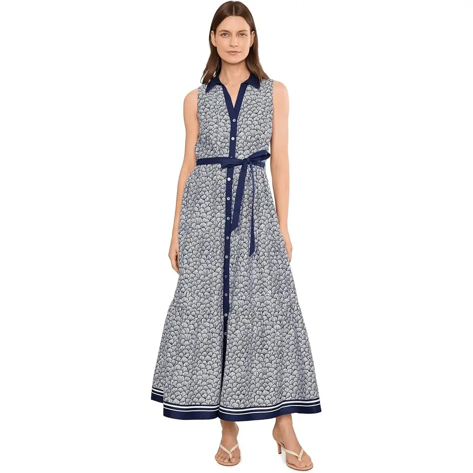 Sleeveless Polo Shirt Midi Dress