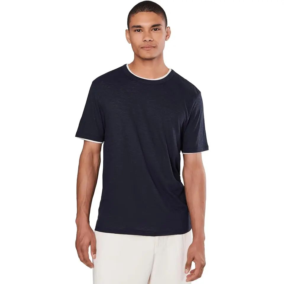 Fine Slub Double Layer Short Sleeve Crew