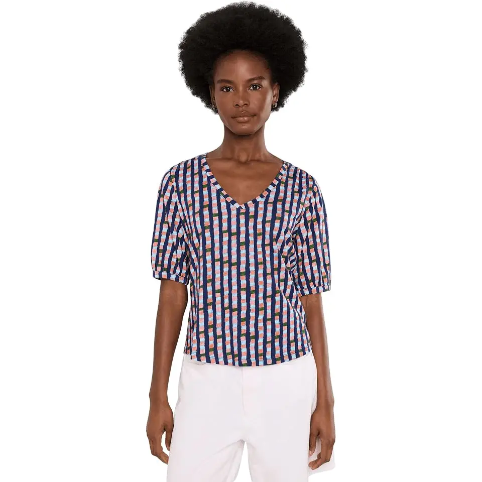 NZT Elbow Sleeve Reef Stripe V-Neck Tee