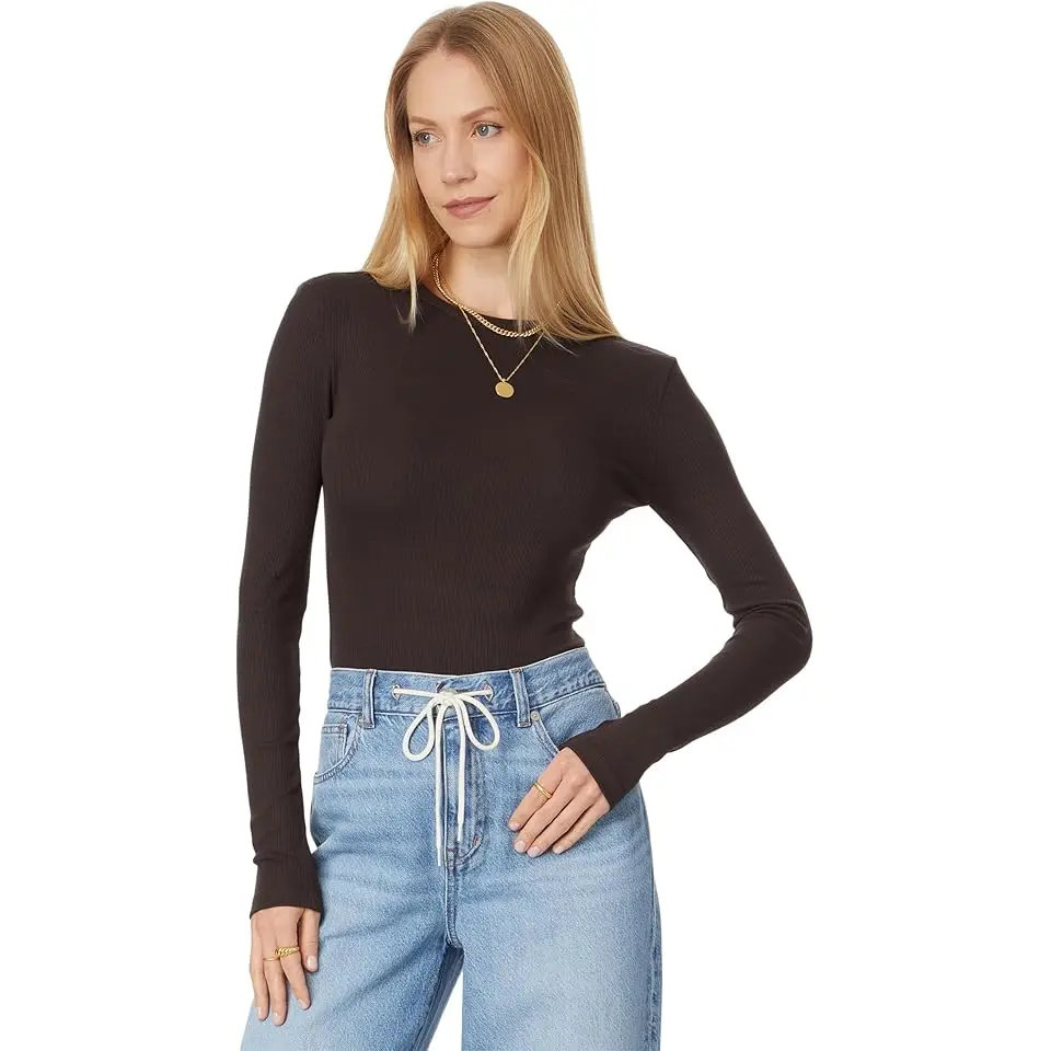Modal Rib Long Sleeve Crew Neck