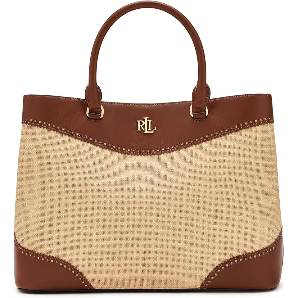 Straw & Leather Large Marcy Satchel