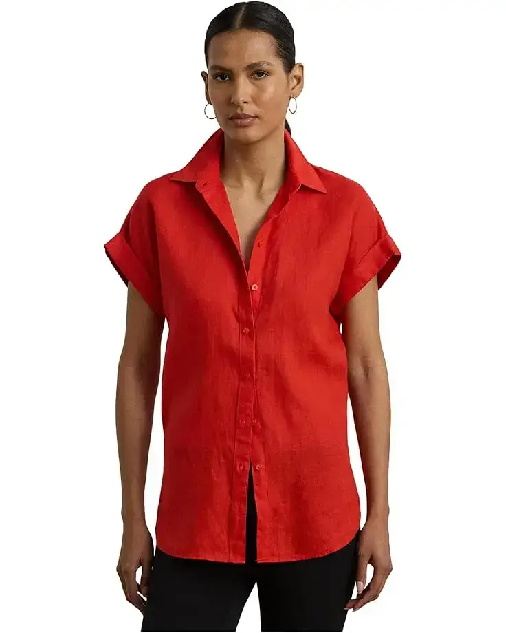 Women's Lauren Ralph Lauren Relaxed Fit Linen Short-Sleeve Shirt