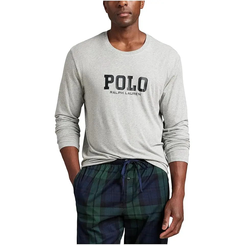 Knit Long Sleeve Crew & Woven Pajama Pant Set