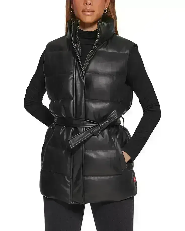 Vegan Leather Puffer Vest