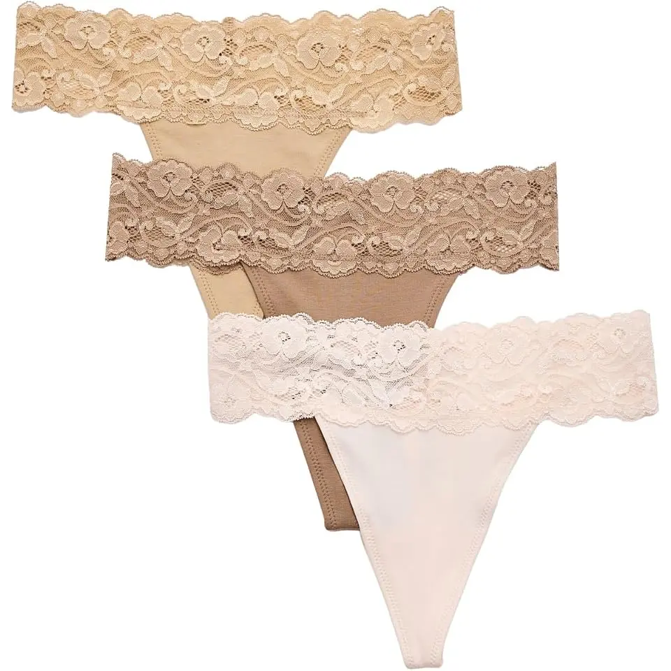 Lace Waist Thong 3-Pack