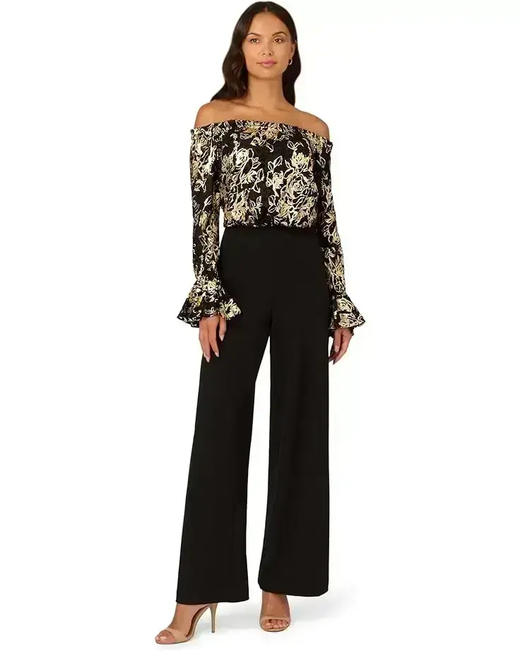 Women's Adrianna Papell Lace and Crepe Jumpsuit