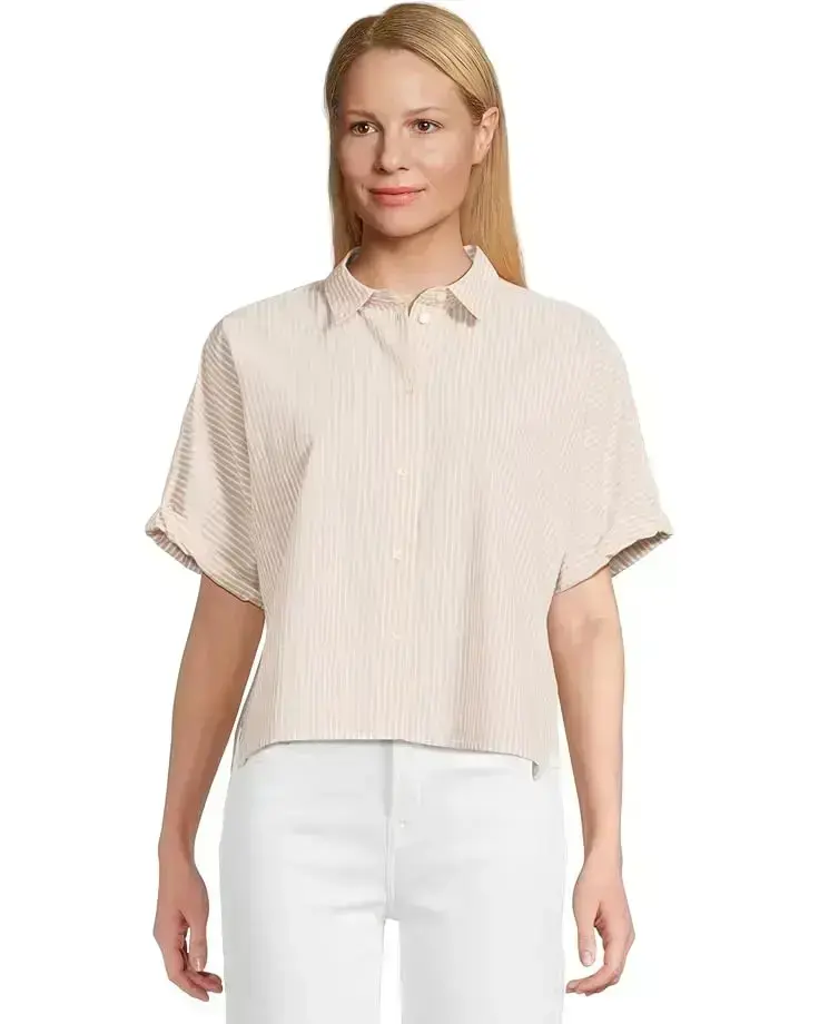 Women's Lilla P Striped Boxy Button Down