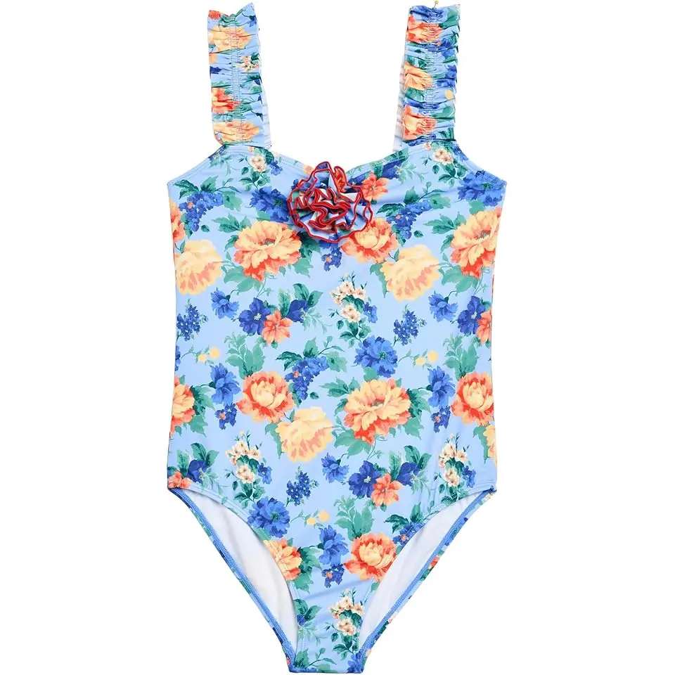 Blue Floral Onepiece Swimsuit (Toddler/Little Kid/Big Kid)