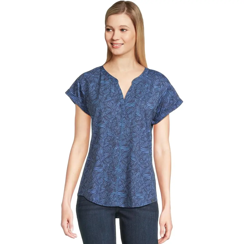 Streamside Tee Split-Neck Short Sleeve Print