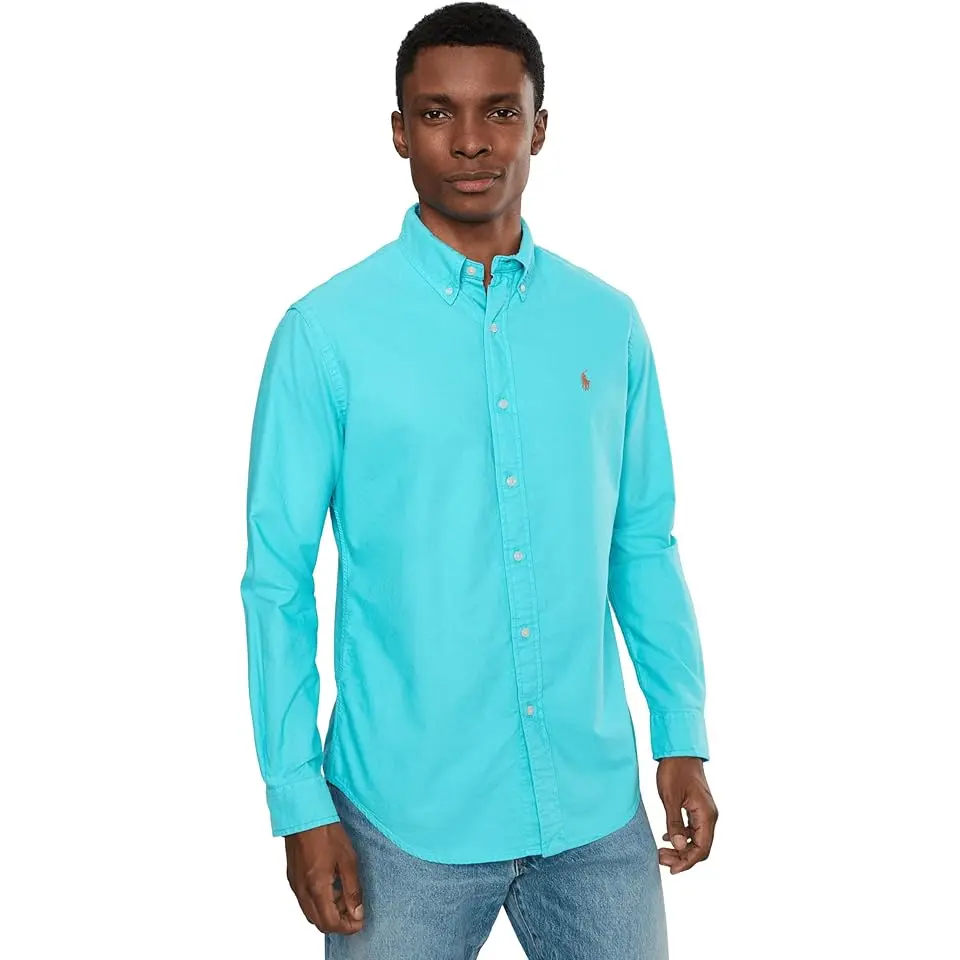 Classic Fit Long Sleeve Garment Dyed Oxford Shirt