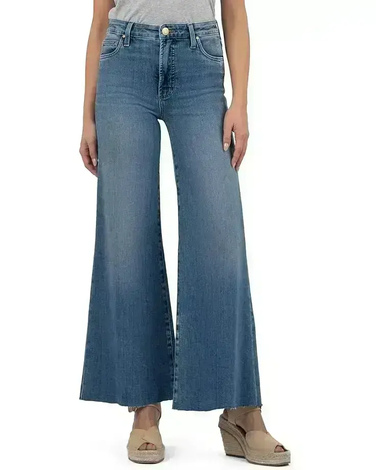 Women's KUT from the Kloth RYAN HIGH RISE FAB AB SUPER WIDE LEG RAW HEM