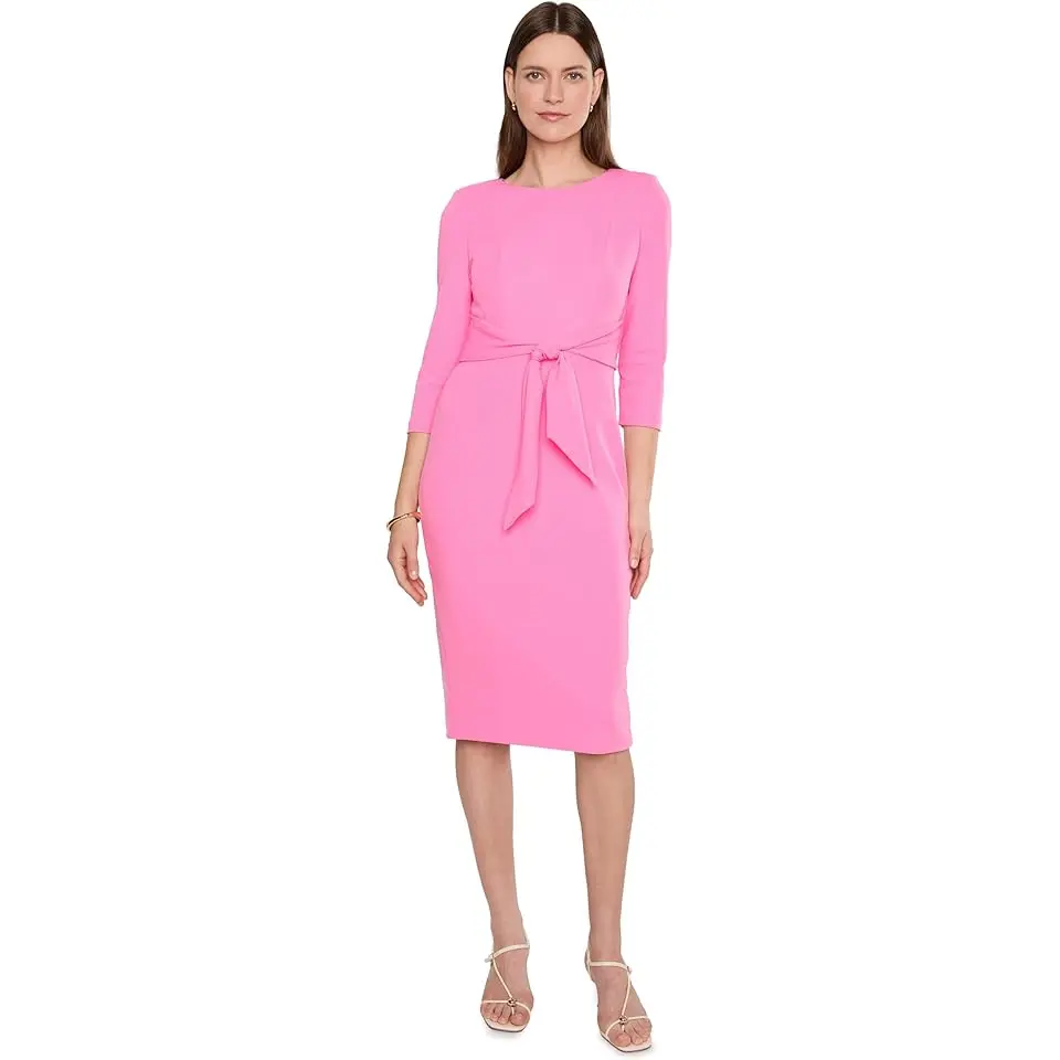 Knit Crepe Tie Waist Sheath