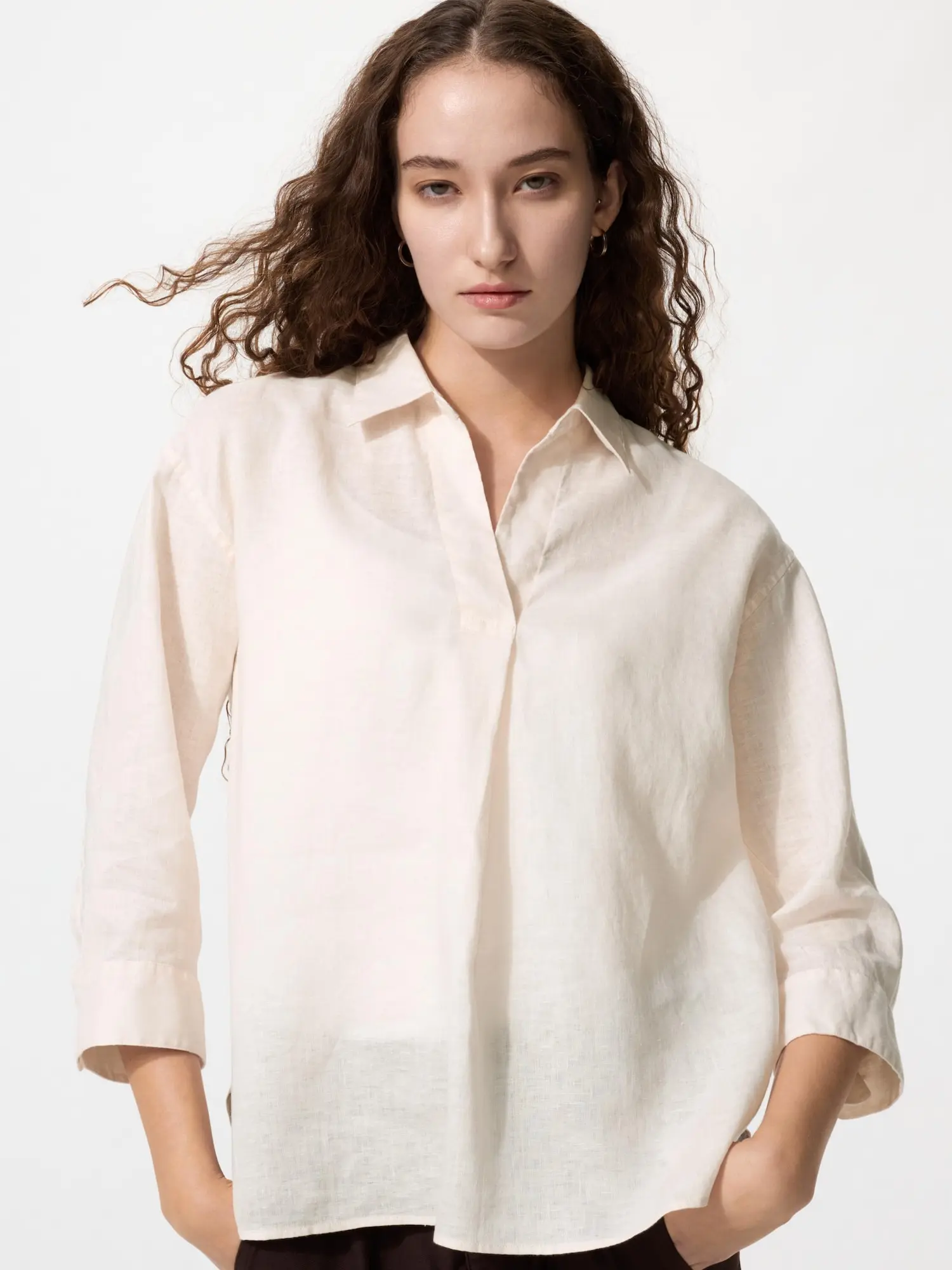 Премиальная льняная рубашка с воротником-скиппер