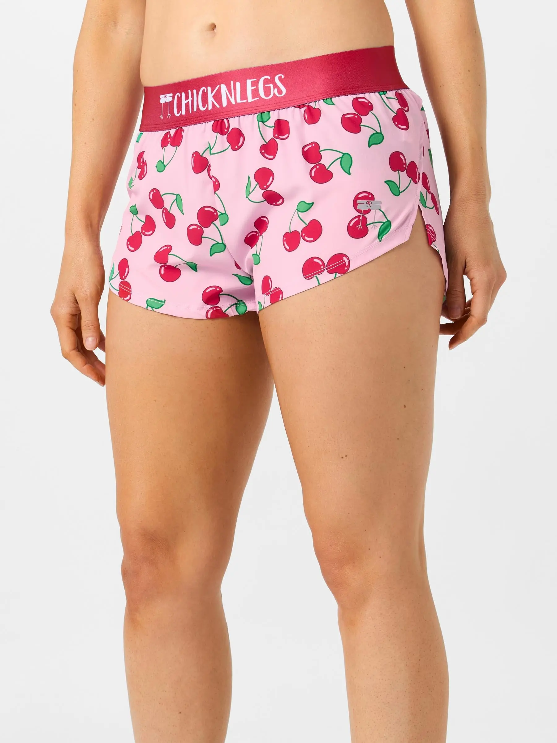 ChicknLegs Women's Cherries 1.5" Split Shorts