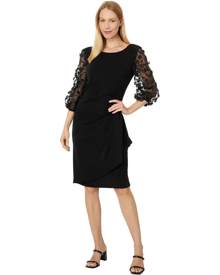 Women's Alex Evenings Short Metallic Knit Sheath Dress