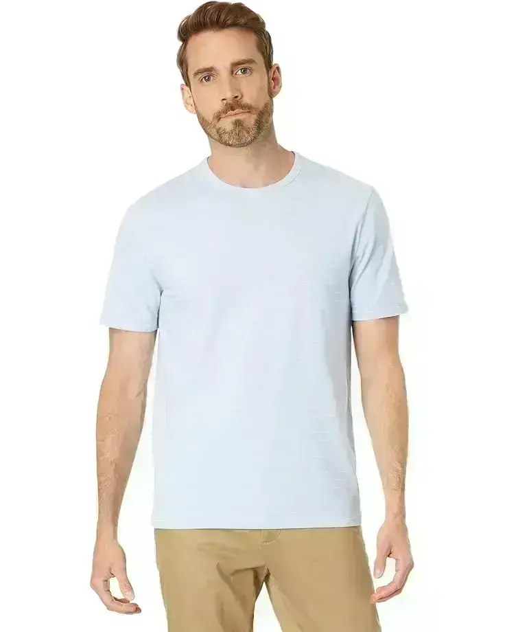 Men's Vince Garment Dye Fleck Stripe Short Sleeve Crew