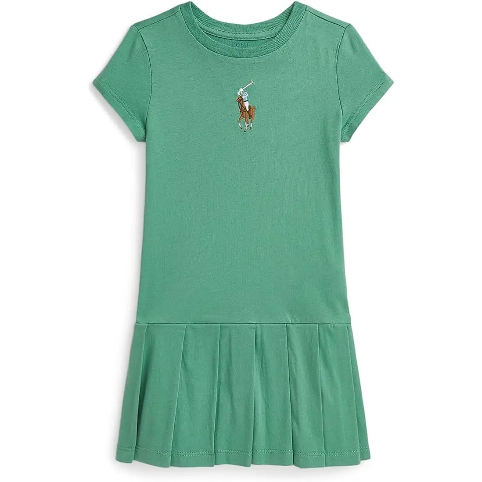 Big Pony Pleated Cotton Jersey Dress (Toddler/Little Kid)