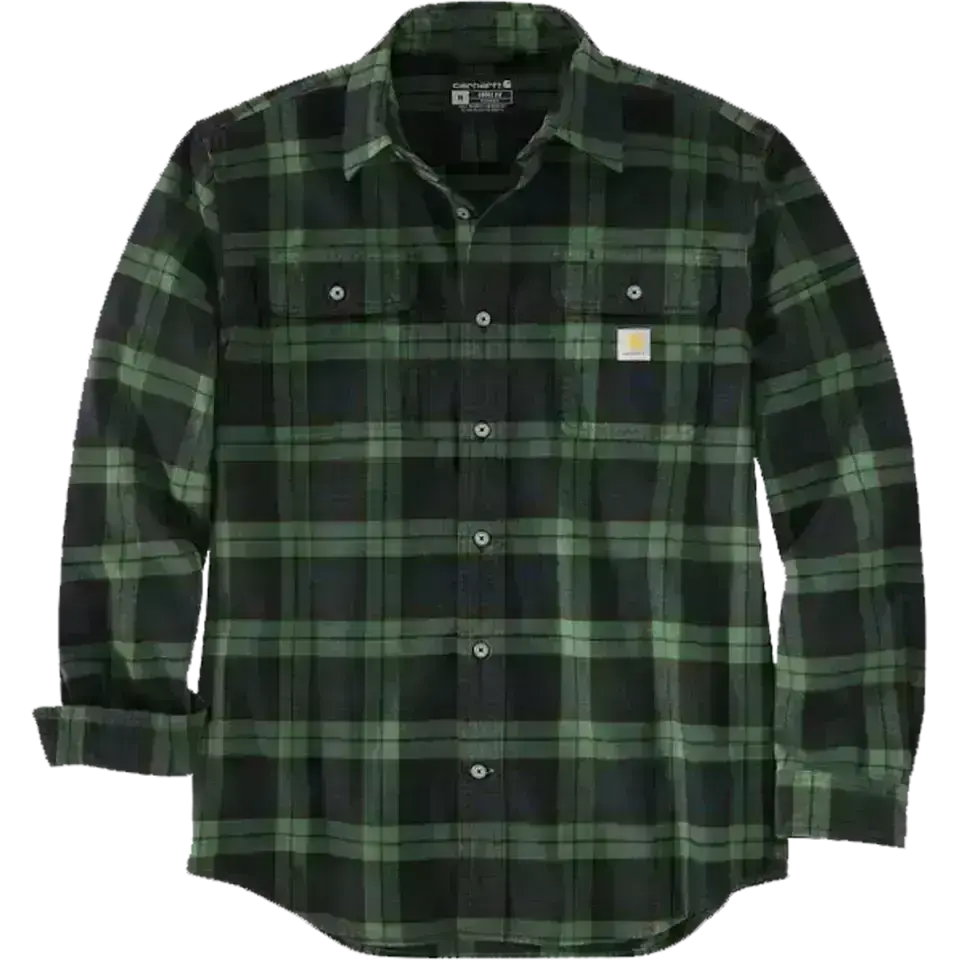 Men's Loose Fit Heavyweight Flannel Long-Sleeve Plaid Shirt