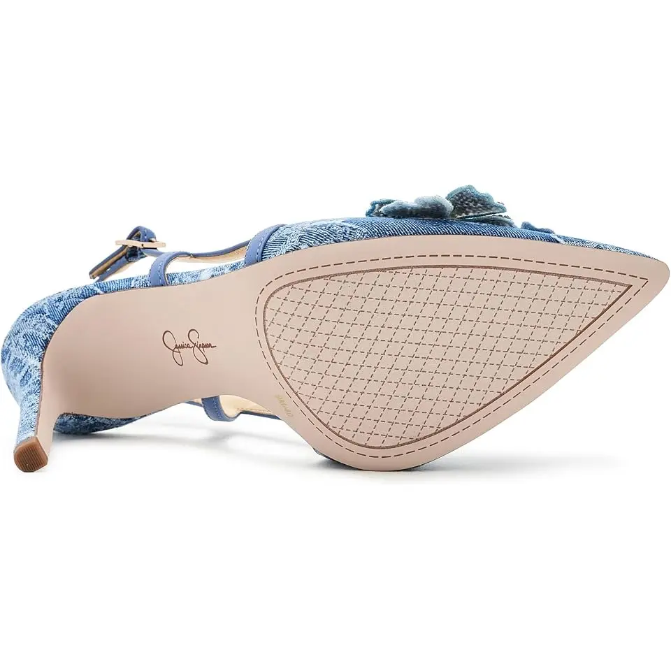 Pilitia 3D Floral Denim High Heels
