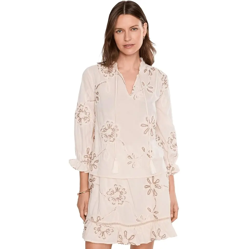 Split Neck Tie Blouse