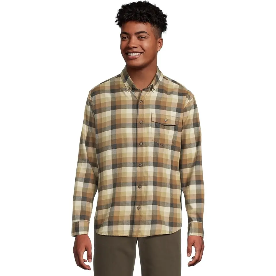 Brushed Jaspé Twill Shirt Plaid Traditional Untucked Fit