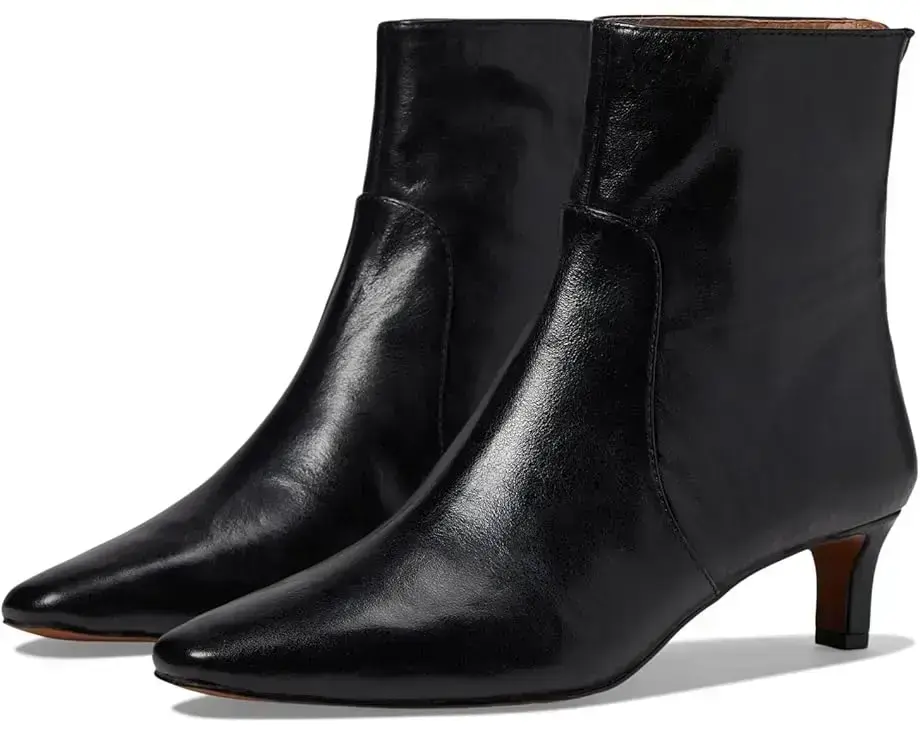 Women's Madewell The Dimes Kitten-Heel Boot In Crinkle Leather