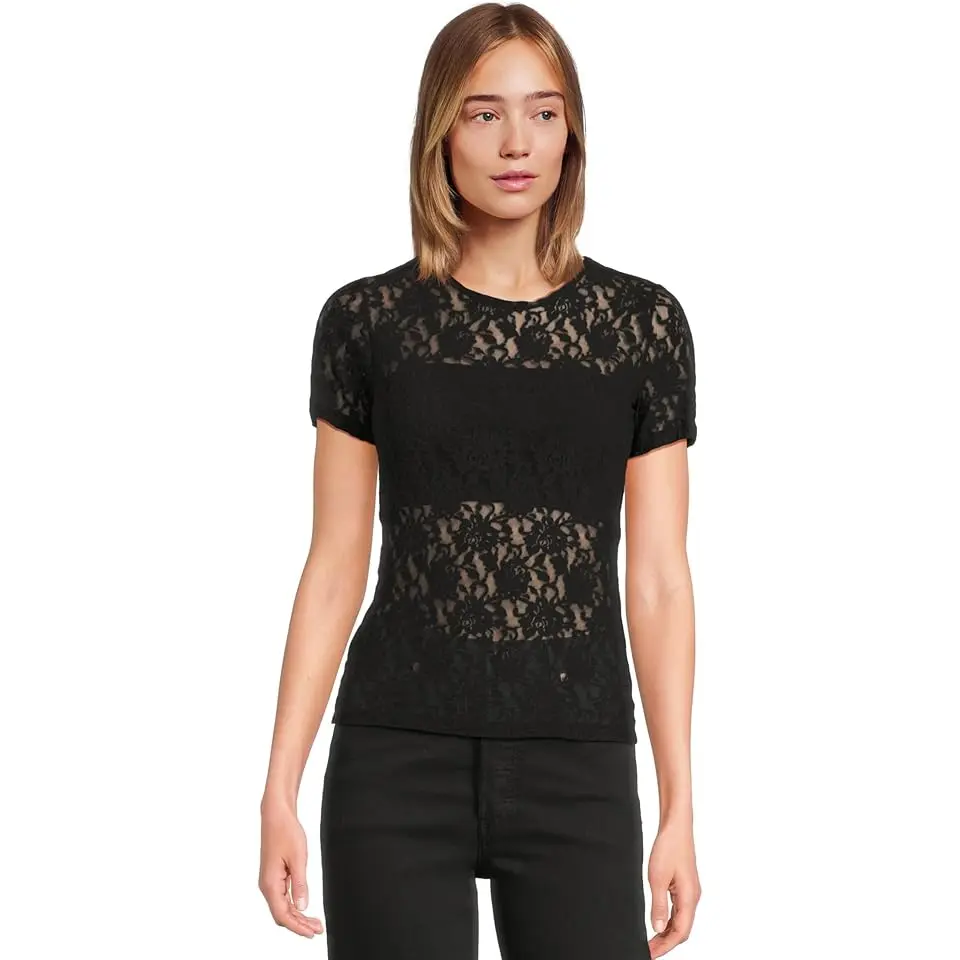 Signature Lace Short Sleeve Top