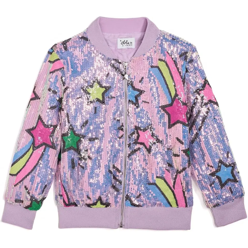 Lavender Shooting Star Sequin Bomber (Little Kid/Big Kig)