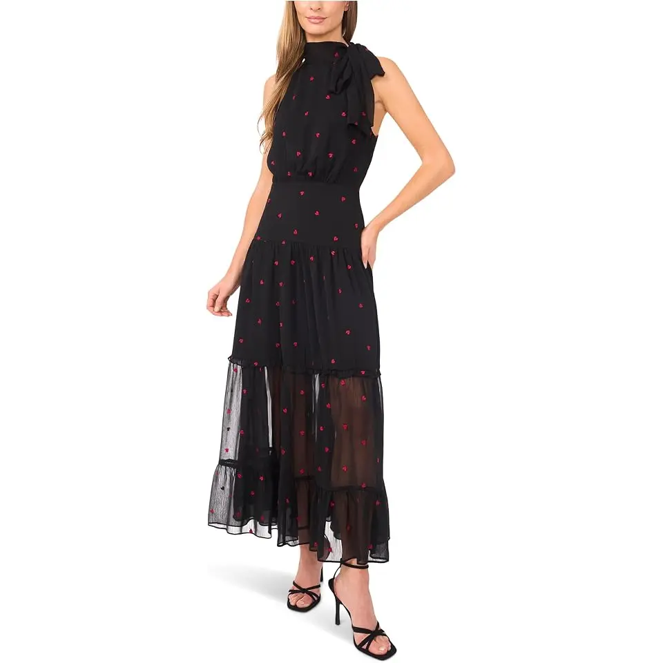 Halter Tie Neck Tiered Maxi Dress