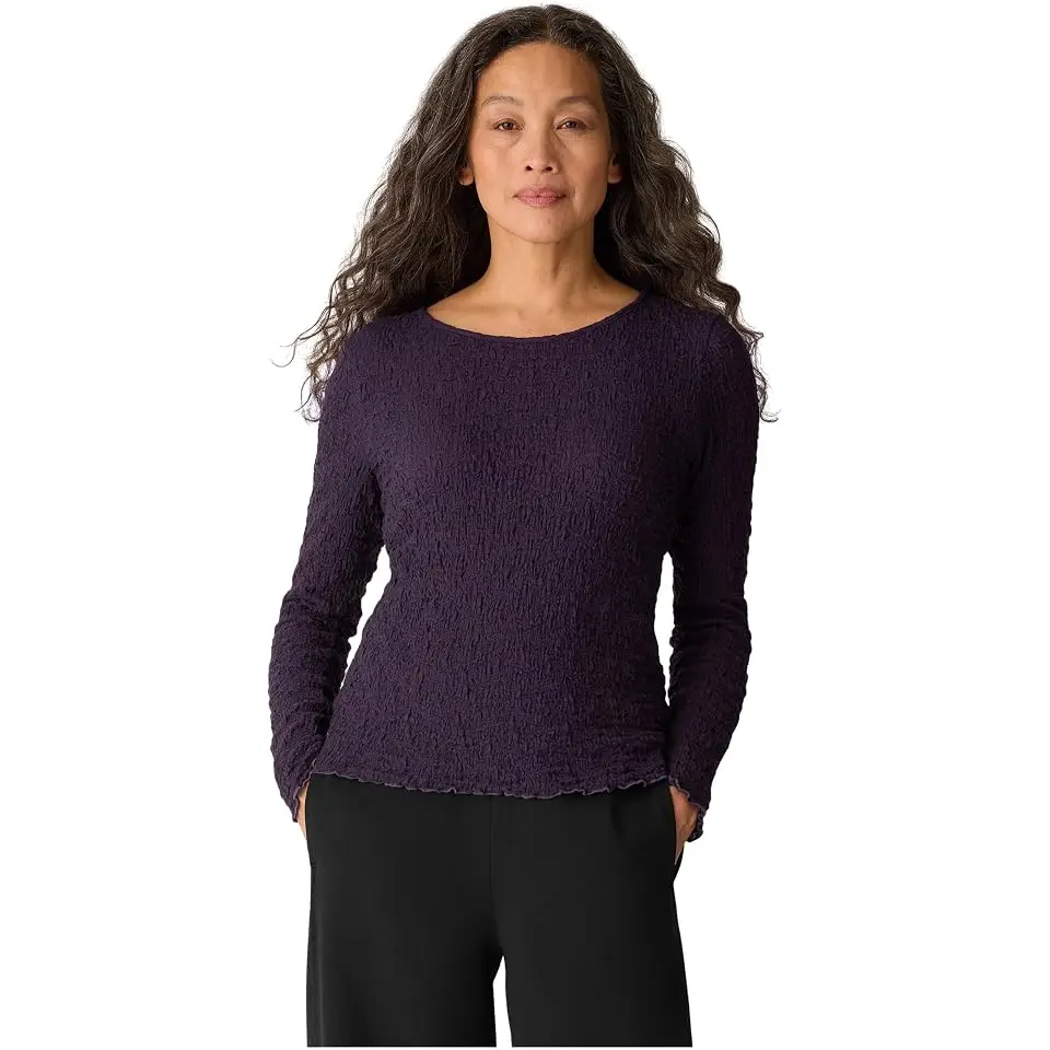 Bubble Jacquard Round Neck Top