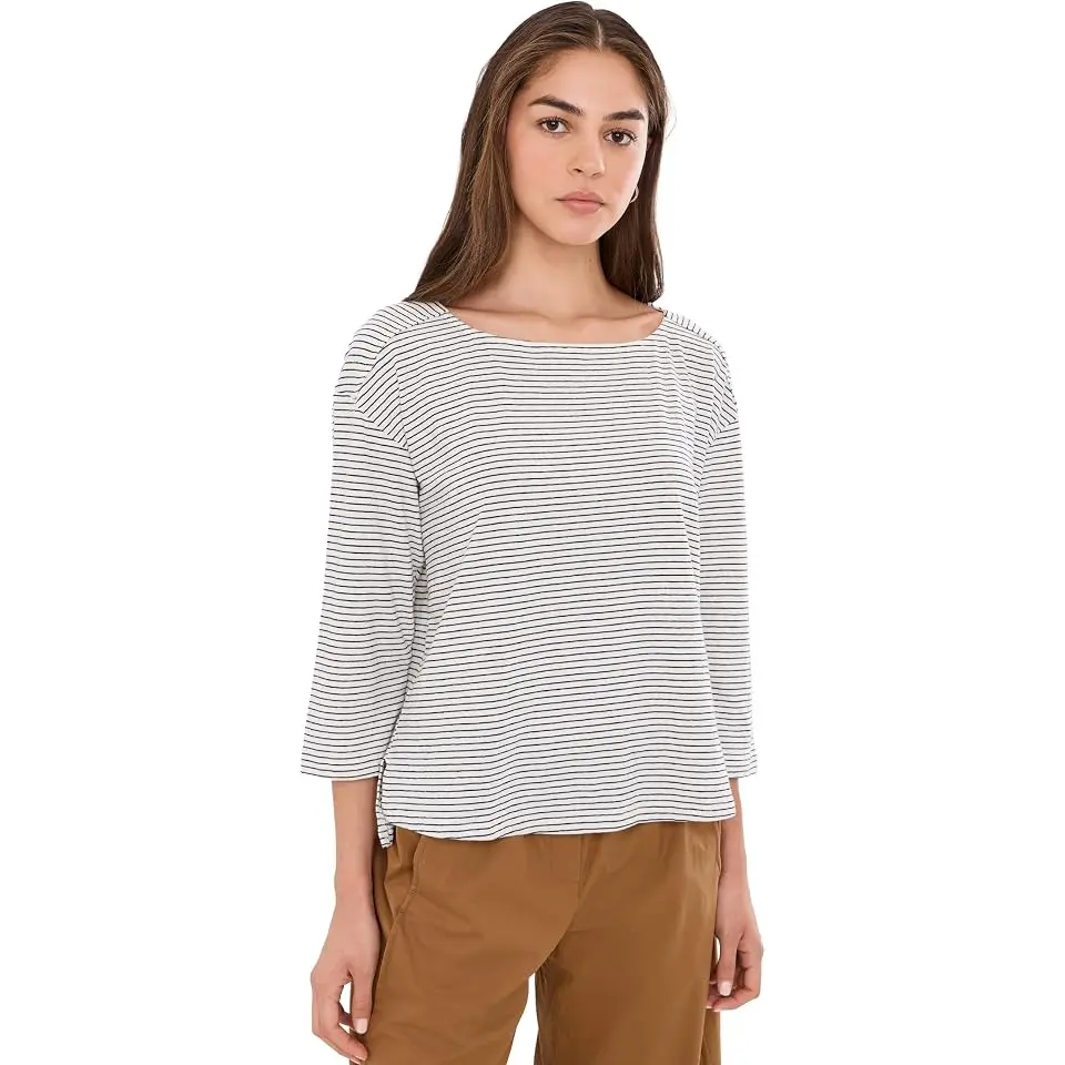 3/4 Sleeve Boat Neck Tee