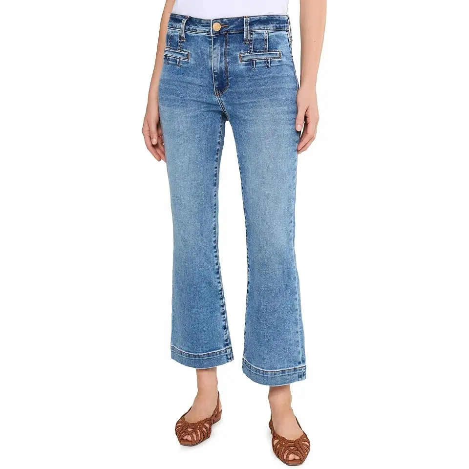 Kelsey High-Rise Flare Welt Pocket and Wide Hem