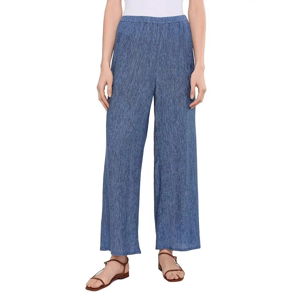 Woven Plisse Wide Ankle Pants