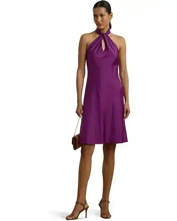 Women's Lauren Ralph Lauren Charmeuse Halter Cocktail Dress